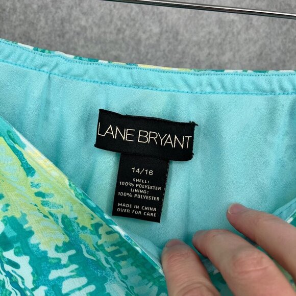 Lane Bryant Asymmetrical Pull On Midi Skirt Size 14/16 Green Fairy Whimsical EUC - Picture 5 of 10